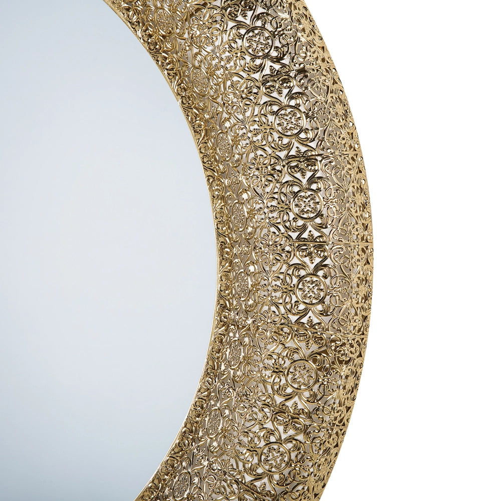 Specchio da parete da appendere tondo dorato 80 cm elemento decorativo dipinto
