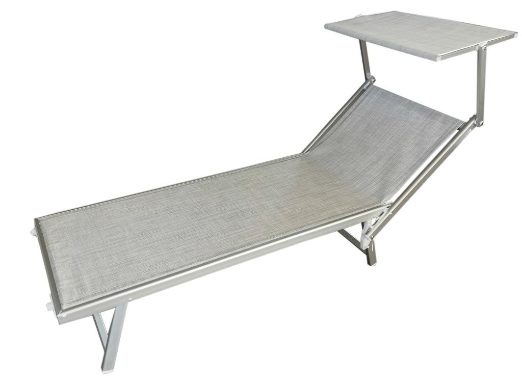Lettino Prendisole da Giardino 186x60x38 cm in Alluminio e Textilene Grigio