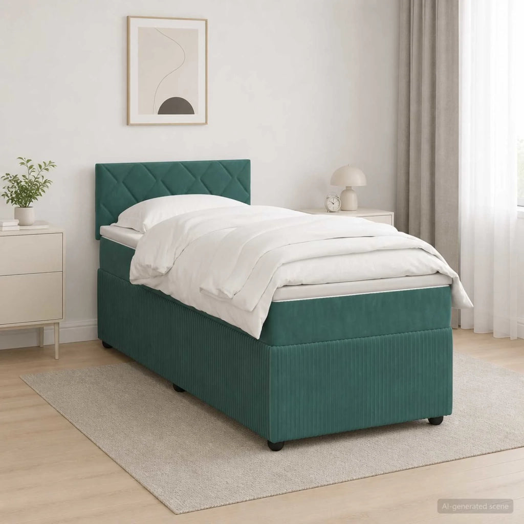 Letto box spring con materasso Verde Scuro 90 x 200 cm Velluto 3453074