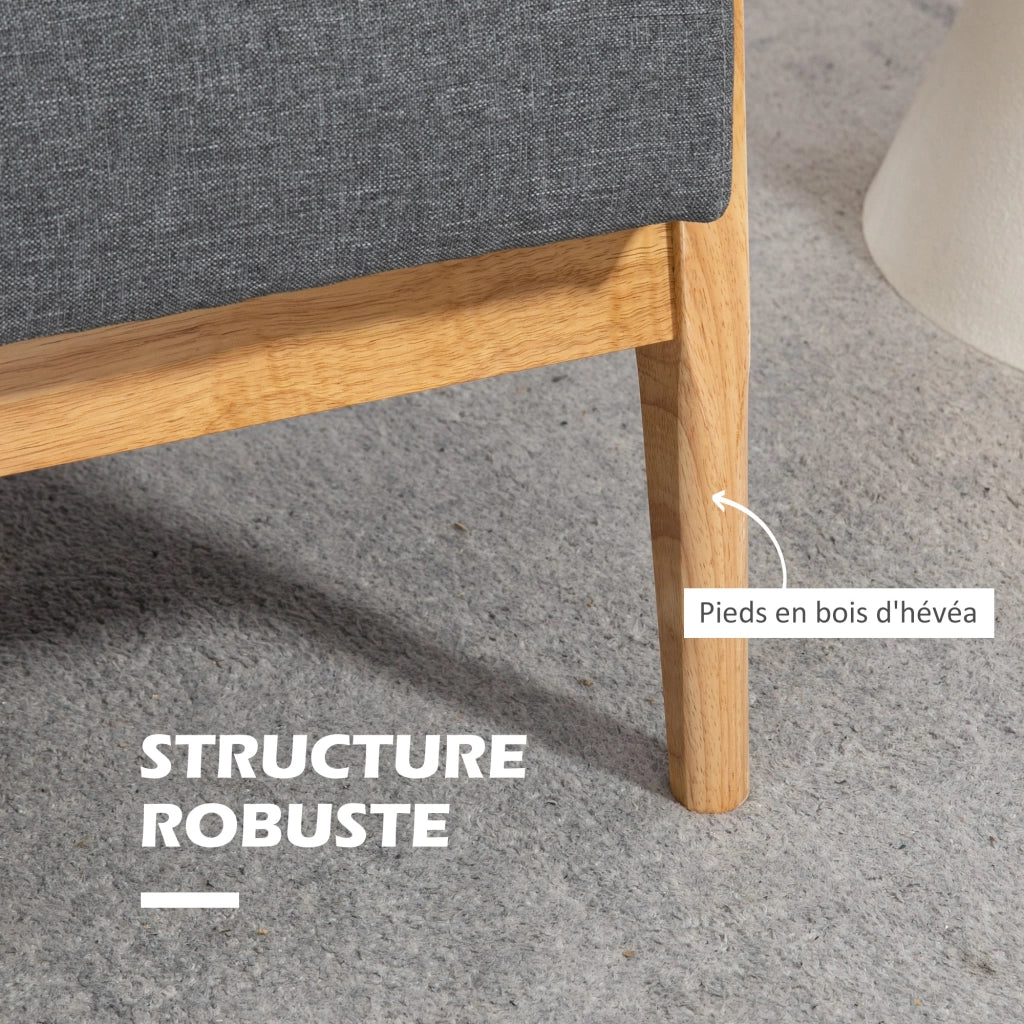Divano 3 posti scandinavo ¨C Xylo ¨C tessuto grigio imbottito con schienale capitonn¨¦ 154,5 cm