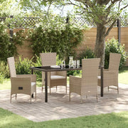 Set da Pranzo per Giardino con cuscino 5 pcs Beige polyrattan 3379467