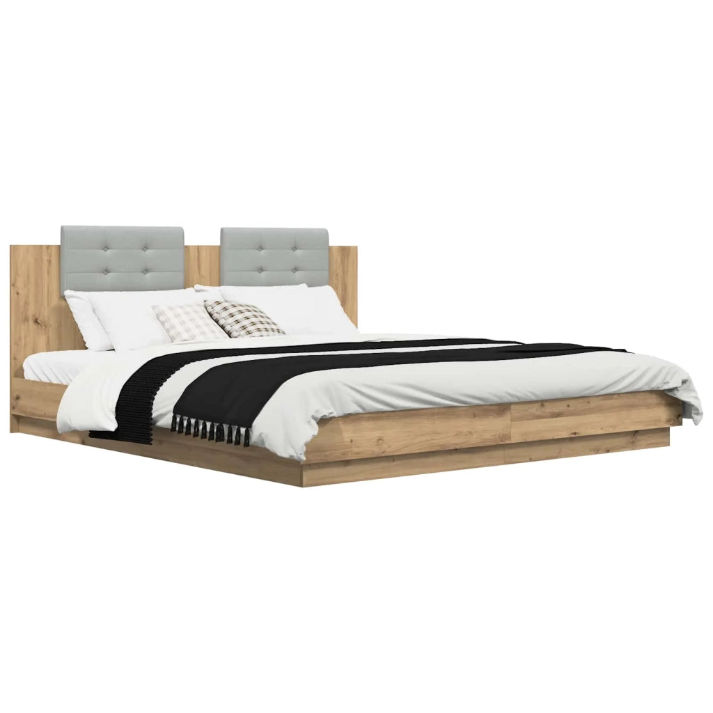 Struttura letto con testata-Giroletto Rovere artigianale 200 x 200 cm