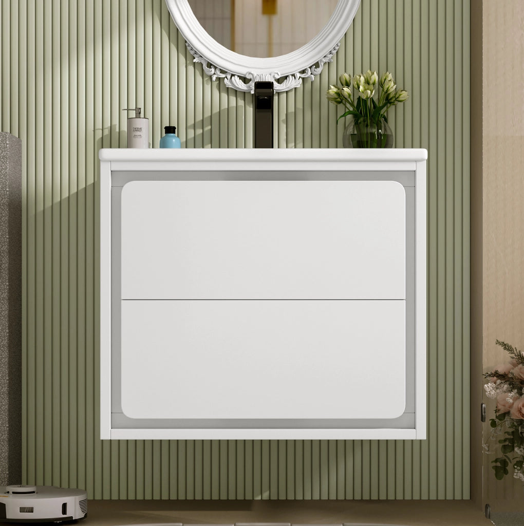 Mobile bagno sospeso 60x46x50 cm con lavabo integrato e illuminazione a sensore radar
