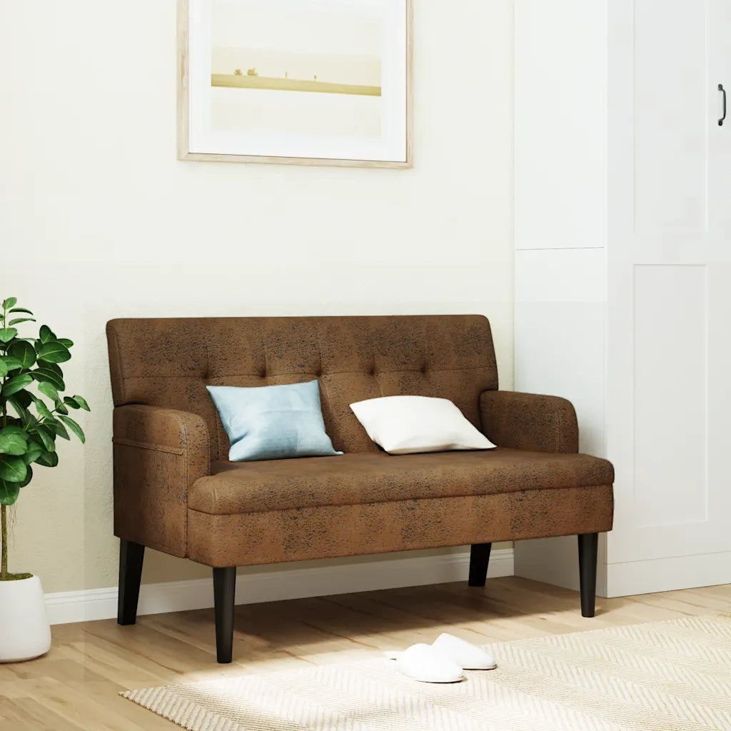 Panca con Schienale Marrone 112x65,5x75 cm in Scamosciato CFW6759104