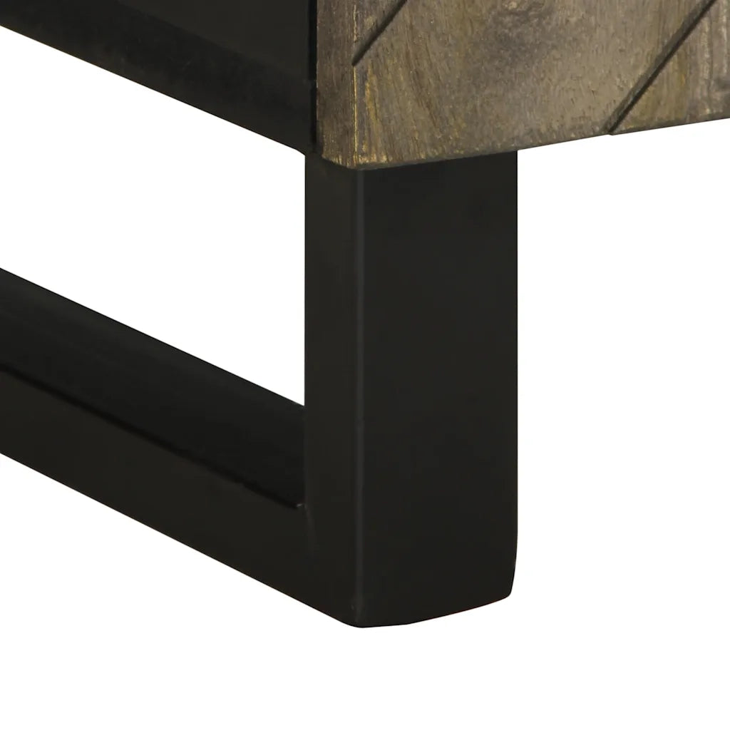 Mobile Porta TV Nero 105x33x46 cm in Legno Massello di Mango