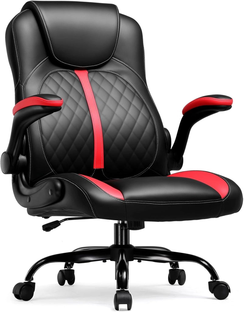 Sedia da gioco con braccioli sollevabili – Sedia da gioco ergonomica a funzione ribaltabile – Seduta PC Gaming in schiuma ad alta densità rosso