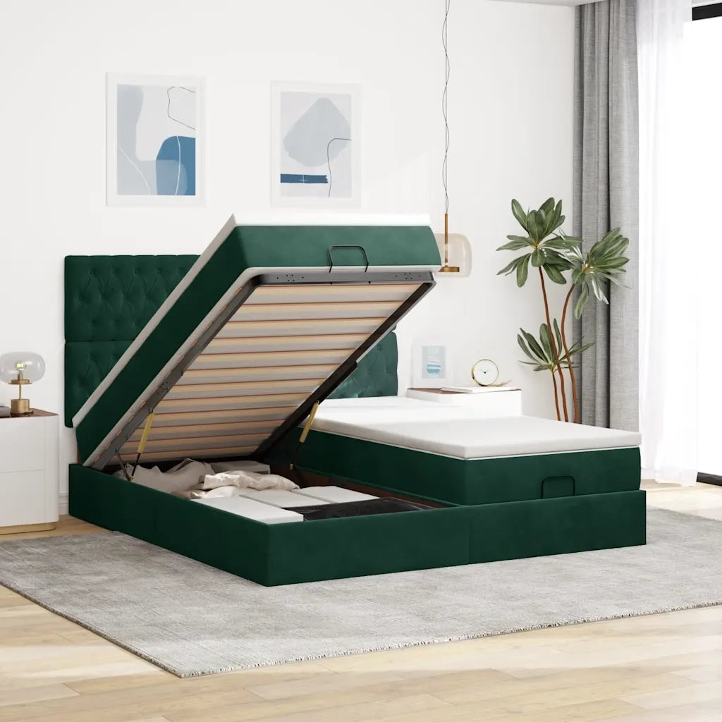 Struttura Letto Pouf con Materassi 200x200 cm Velluto 3313799