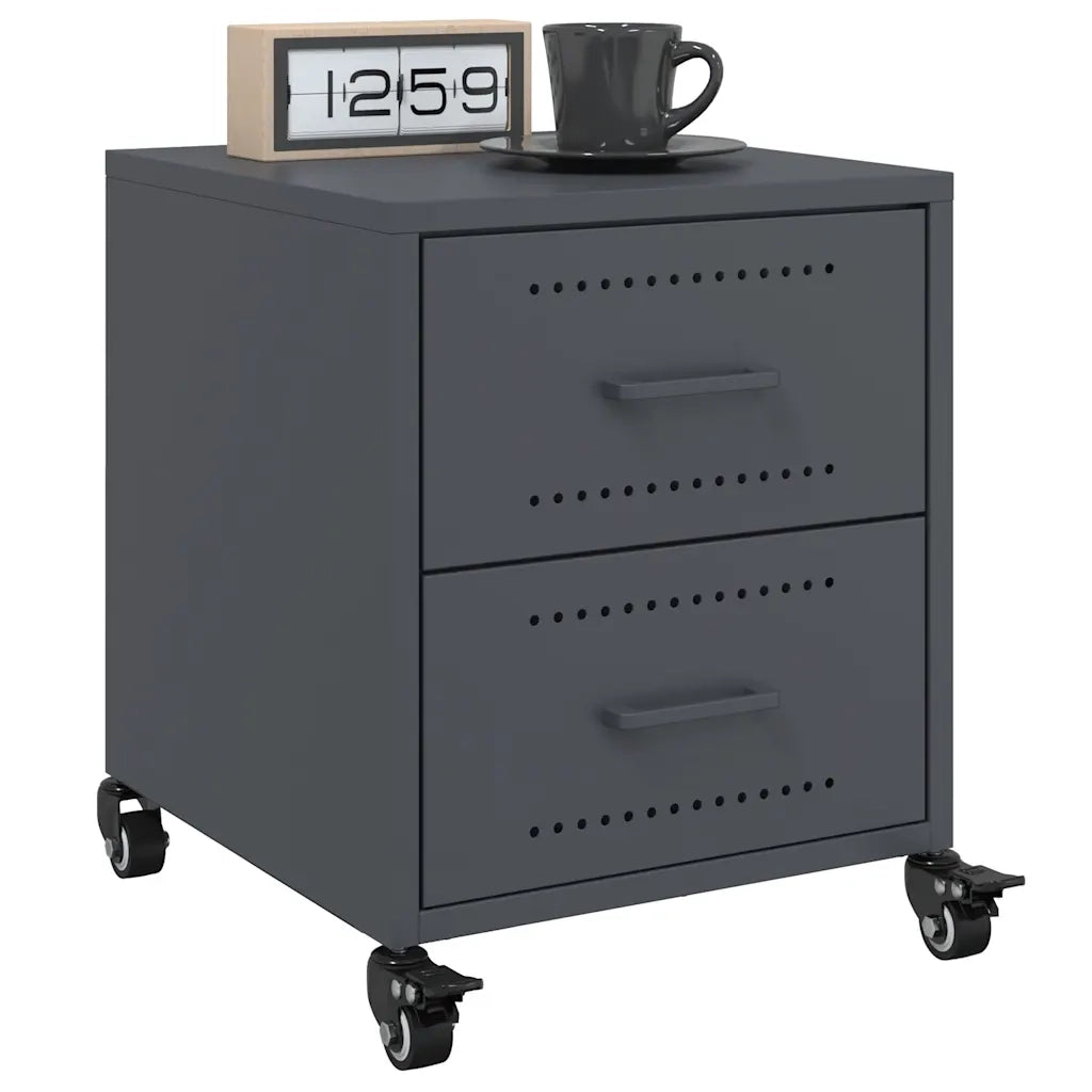 Set di 2 Comodini | Armadio da Notte | Mobiletto da notte Antracite 36x39x43,5 cm in Acciaio