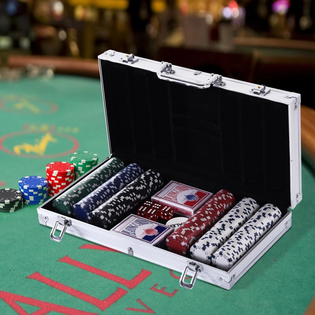 Set di Poker Professionale ¨C Zephmum ¨C Aluminio con 300 Fichas, 5 Dadi, 2 Barajas