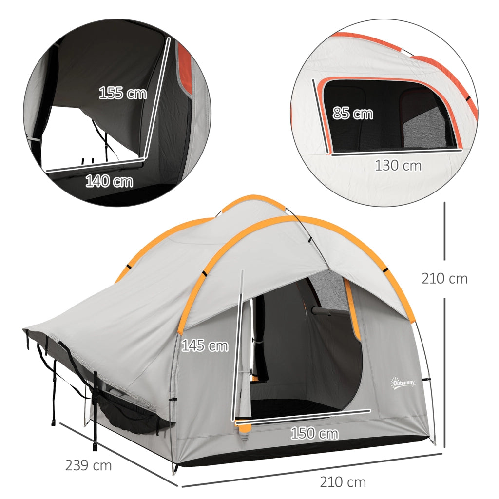 Tenda da campeggio 3 porte ¨C zephmum ¨C arancione e grigio 239x210x210