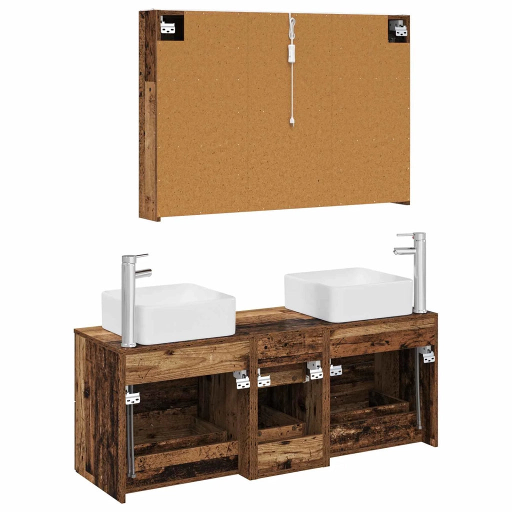 Set di mobili per il bagno 4 pcs Legno antico 3406789