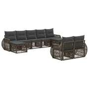 Set Divano da Giardino 9 pcs Grigio e Grigio Scuro polyrattan 3435545
