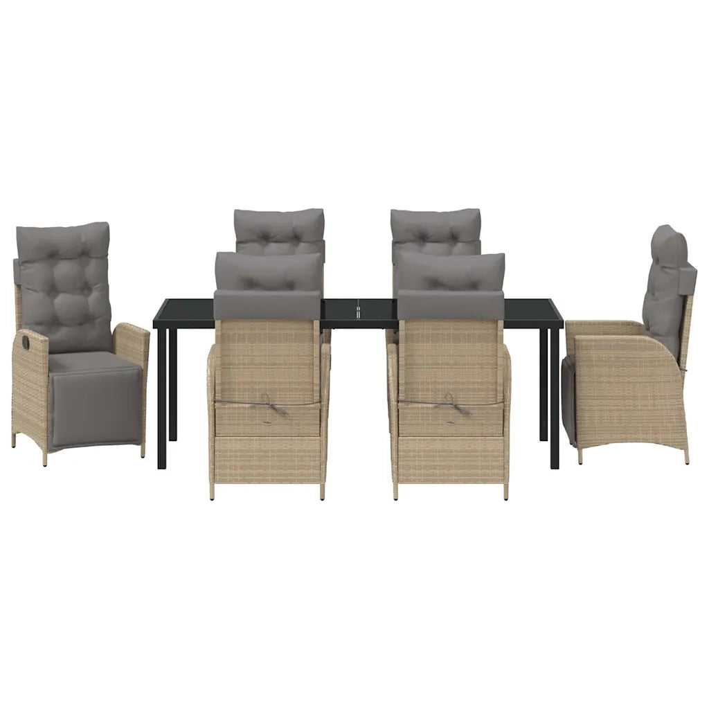 Set da Pranzo per Giardino con cuscino 7 pcs Beige polyrattan 3380566