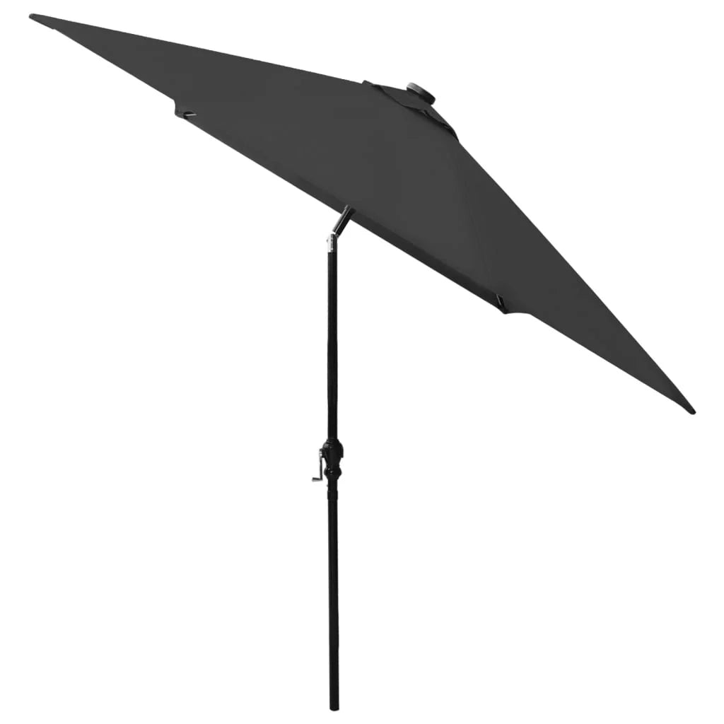 Ombrellone con LED e palo in acciaio 2 x 3 m nero 02_0008068