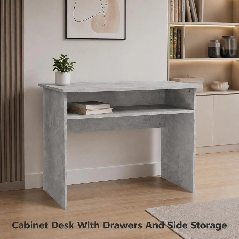 Desk Concrete Grey 90x50x74 Cm Wood Material