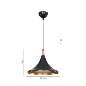 Lampada a sospensione Kano nero oro