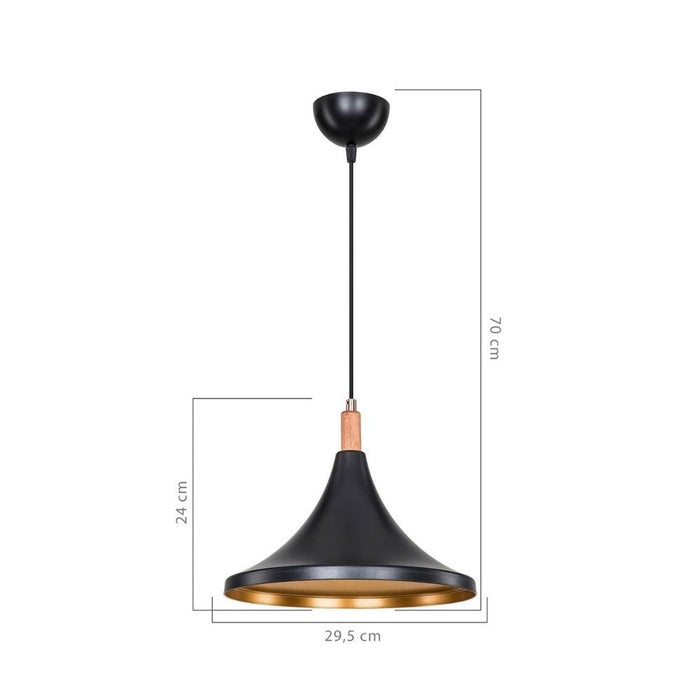 Lampada a sospensione Kano nero oro