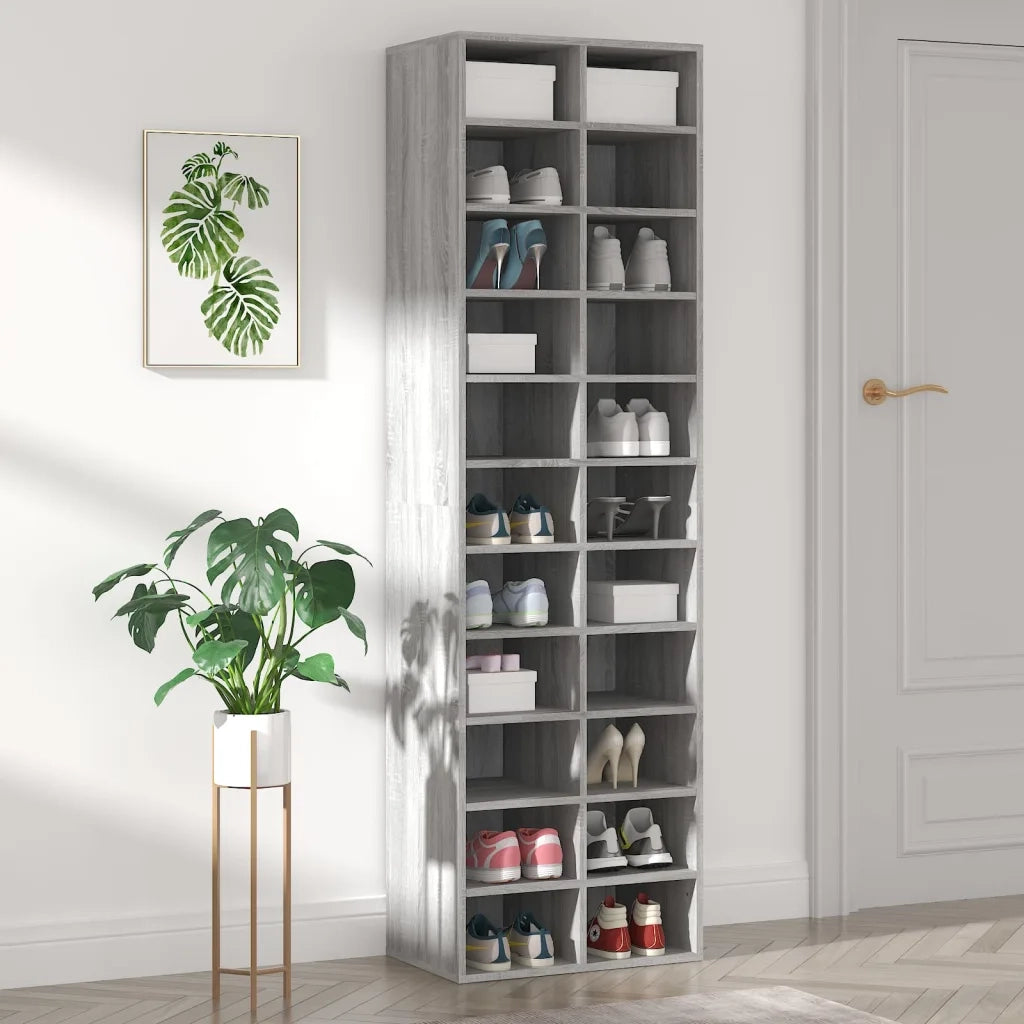 Scarpiera-Scaffale per scarpe Grigio Sonoma 54x34x183 cm in Legno Multistrato