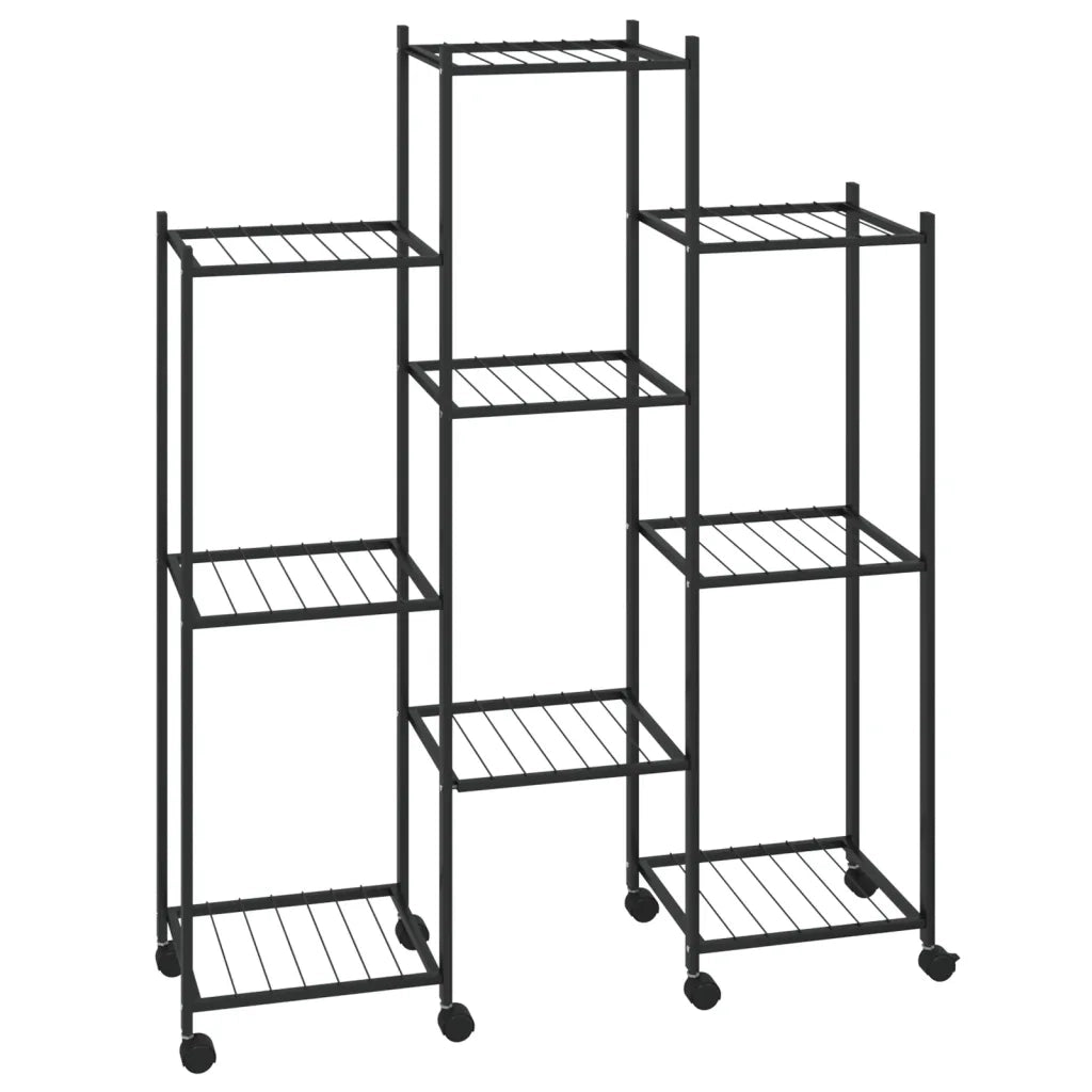Fioriera pratica su ruote 83 x 25 x 104 cm design moderno per interni ed esterni ferro nero 02_0047090