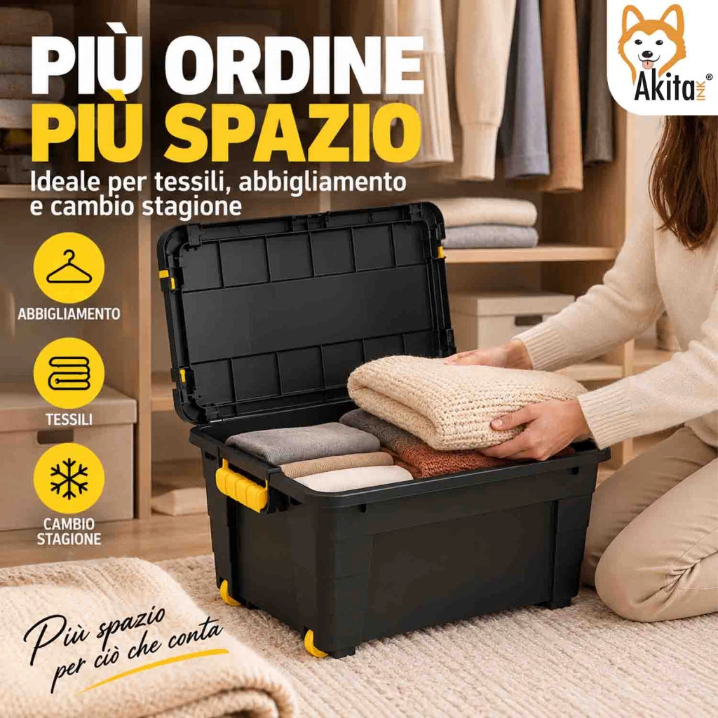 Akitaink 2 Contenitori Box 40L Magic 4UP con Ruote Neri