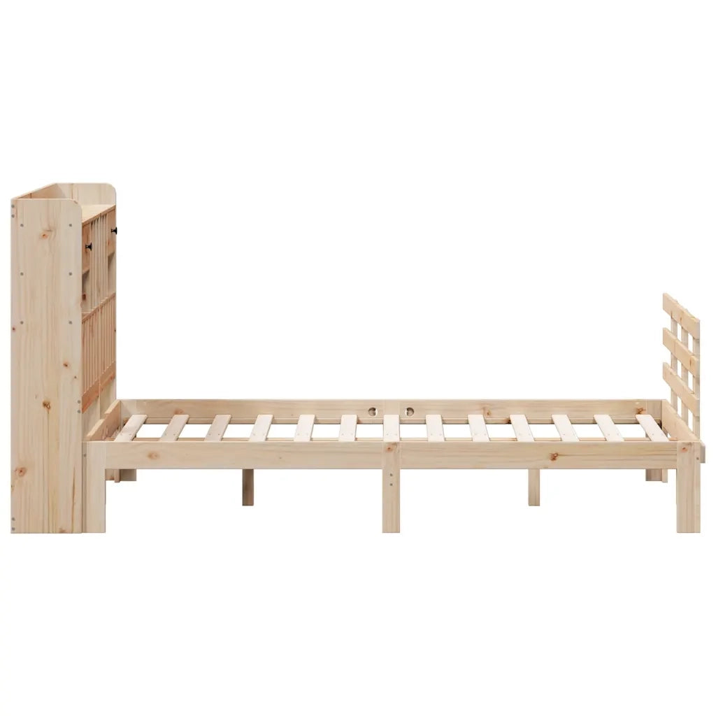 Letto Libreria senza Materasso-Struttura Letto con contenitore 135x190 cm in Legno di Pino 702783
