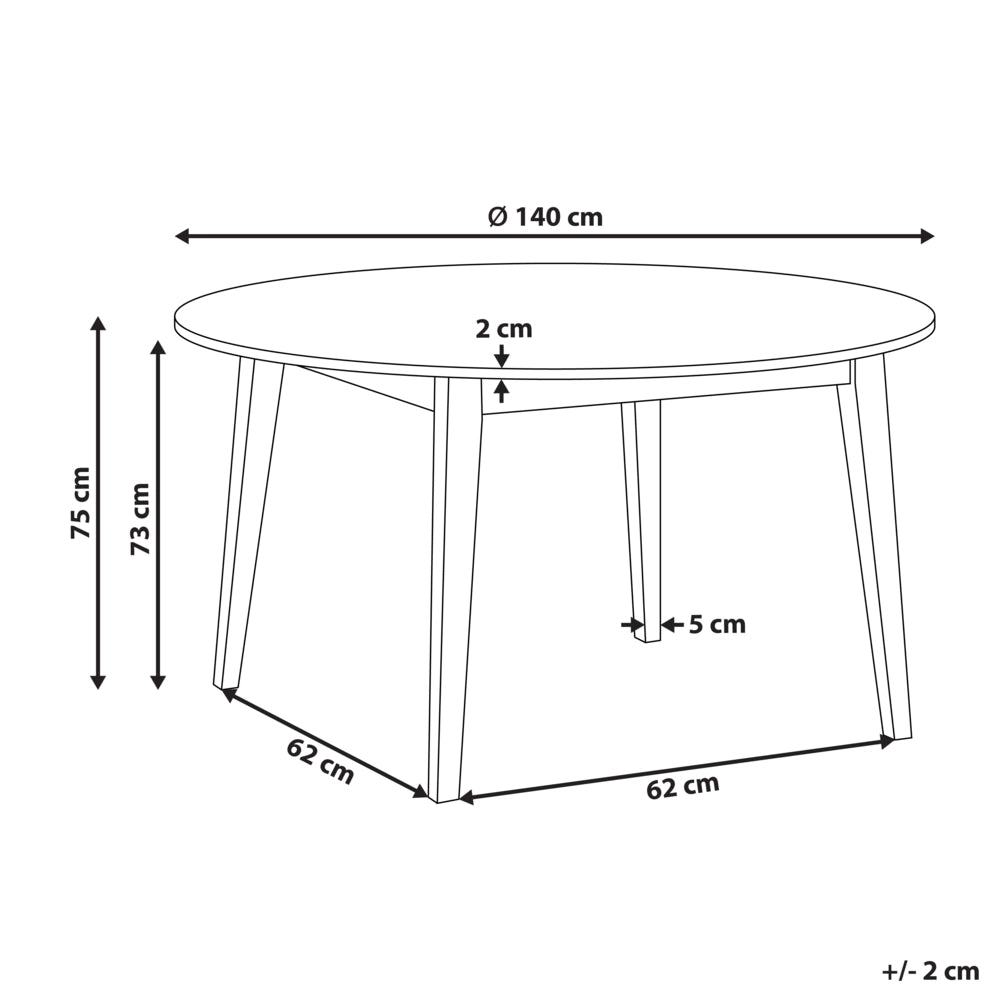 Tavolo da pranzo marrone chiaro MDF impiallacciato rovere Base in legno di gomma 140 cm Piano del tavolo rotondo Moderno