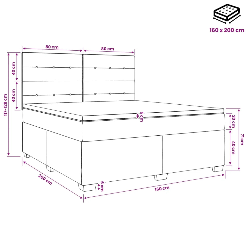 Letto box spring con materasso Crema 160 x 200 cm Tessuto 3453449