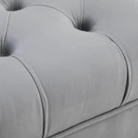 Panca Imbottita Fondoletto in Tessuto Vellutato e Base in Metallo Dorato, 118x45x42cm, Grigio