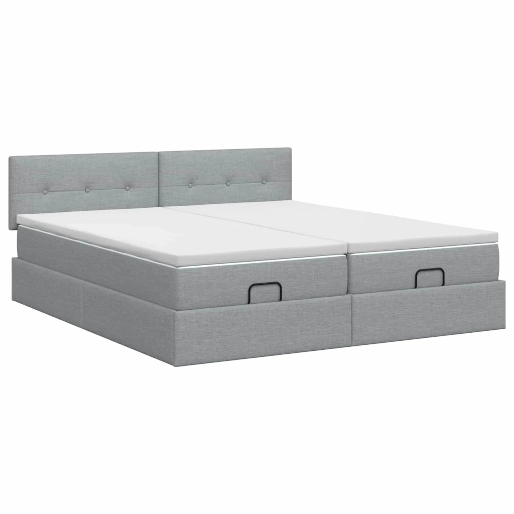 Letto ottomano con materasso 2 pz Grigio Chiaro Tessuto 3456684