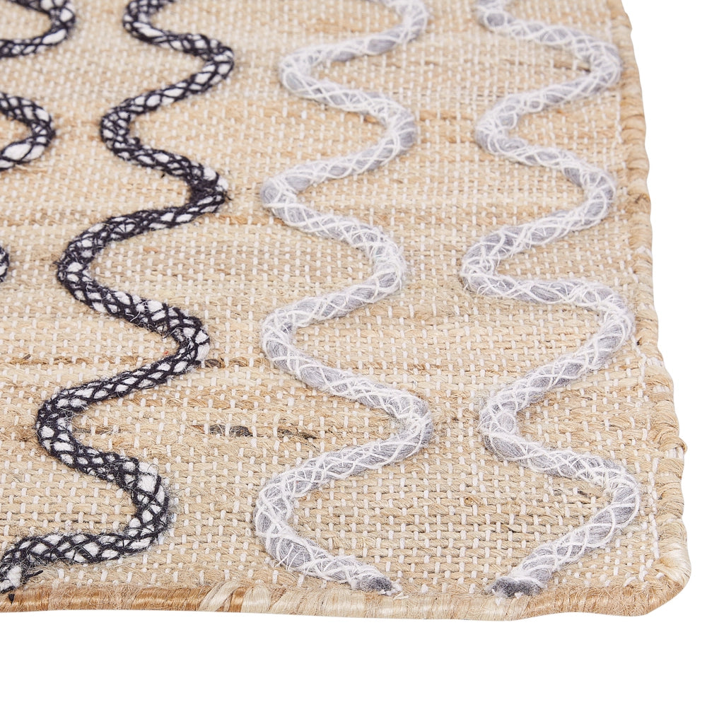 Tappeto Area Beige Juta Motivo geometrico 80 x 150 cm Rustico Boho