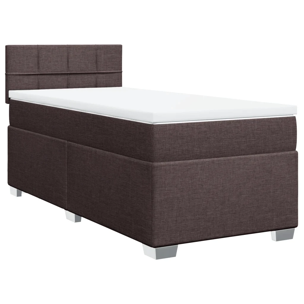 Letto singolo | Letto per adulti | Giroletto a Molle con Materasso Marrone Scuro 80x200 cm Tessuto