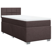 Letto singolo | Letto per adulti | Giroletto a Molle con Materasso Marrone Scuro 80x200 cm Tessuto