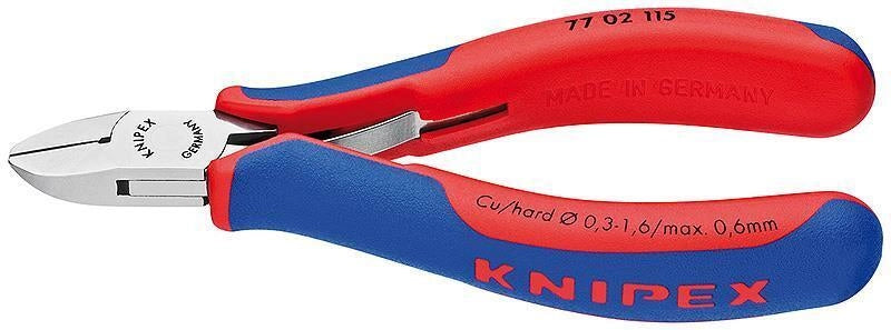 KNIPEX 77 02 115 Tronchese Laterale per Elettronica Testa Tonda 115 mm con Impugnature Multicomponente colore Nero