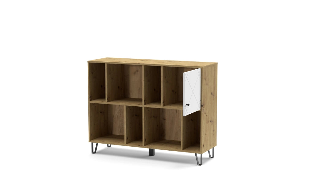Mobile libreria 1 sportello soggiorno Bollo B09 cm 123,4x40x95h bianco rovere