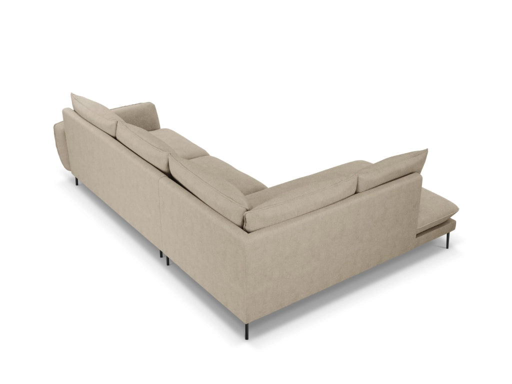 Cosmopolitan Design - Divano angolare sinistro "Vienna" 6 posti in tessuto strutturato beige 