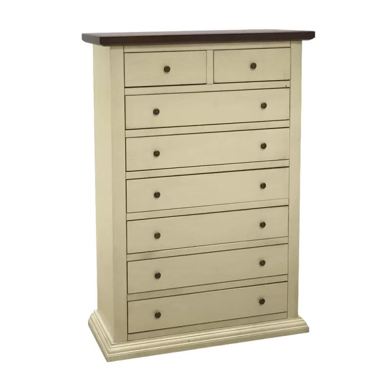 Cassettiera 8 cassetti in legno shabby avorio anticato noce 87x40x125 - Mobili 2G