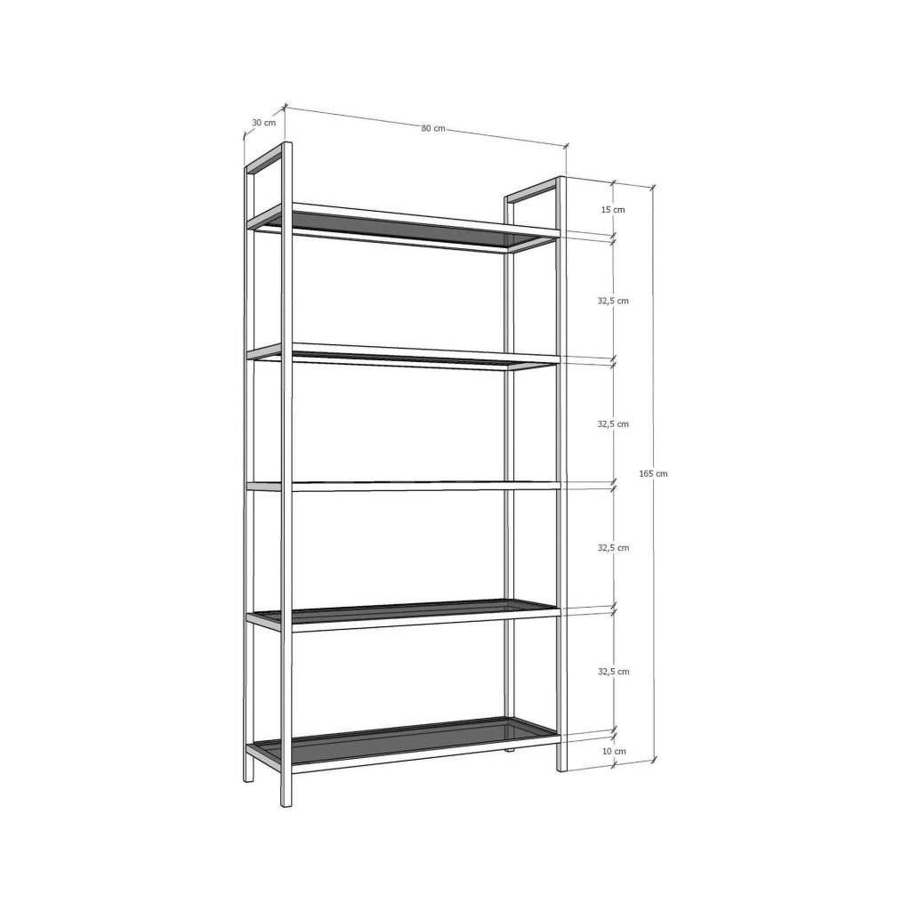 Libreria Stratonice, Scaffale da ufficio, Mobile portalibri, Biblioteca, 80x30h165 cm, Oro