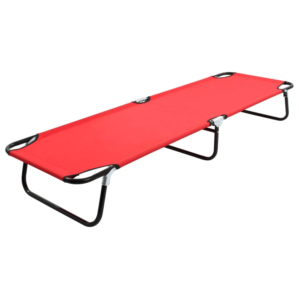 Letto pieghevole da campeggio mobile da esterno 190 cm pieghevole acciaio rosso 02_0012884
