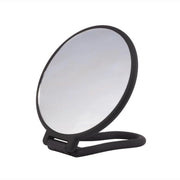 Specchio di mano regolabile con finitura soft-touch, nero, rotondo, doppio lato, normale e 3 volte ingrandito per make-up e capelli