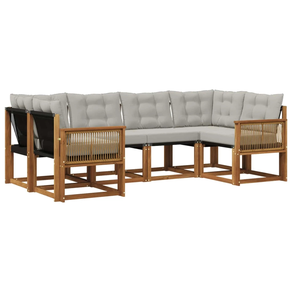 Set di divani da esterno 6 pz Naturale e Grigio Chiaro 3382179
