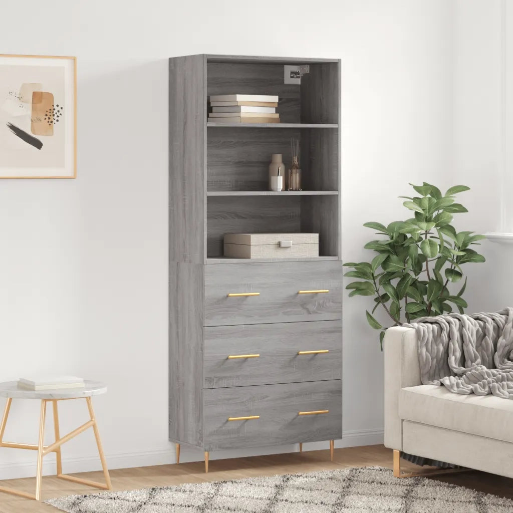 Credenza Grigio Sonoma 69,5x34x180 cm in Legno Multistrato 3189371