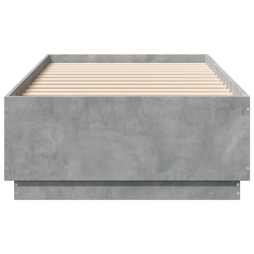 Giroletto Luci LED-Struttura Letto con LED Grigio Cemento 100x200 cm Legno Multistrato 555457