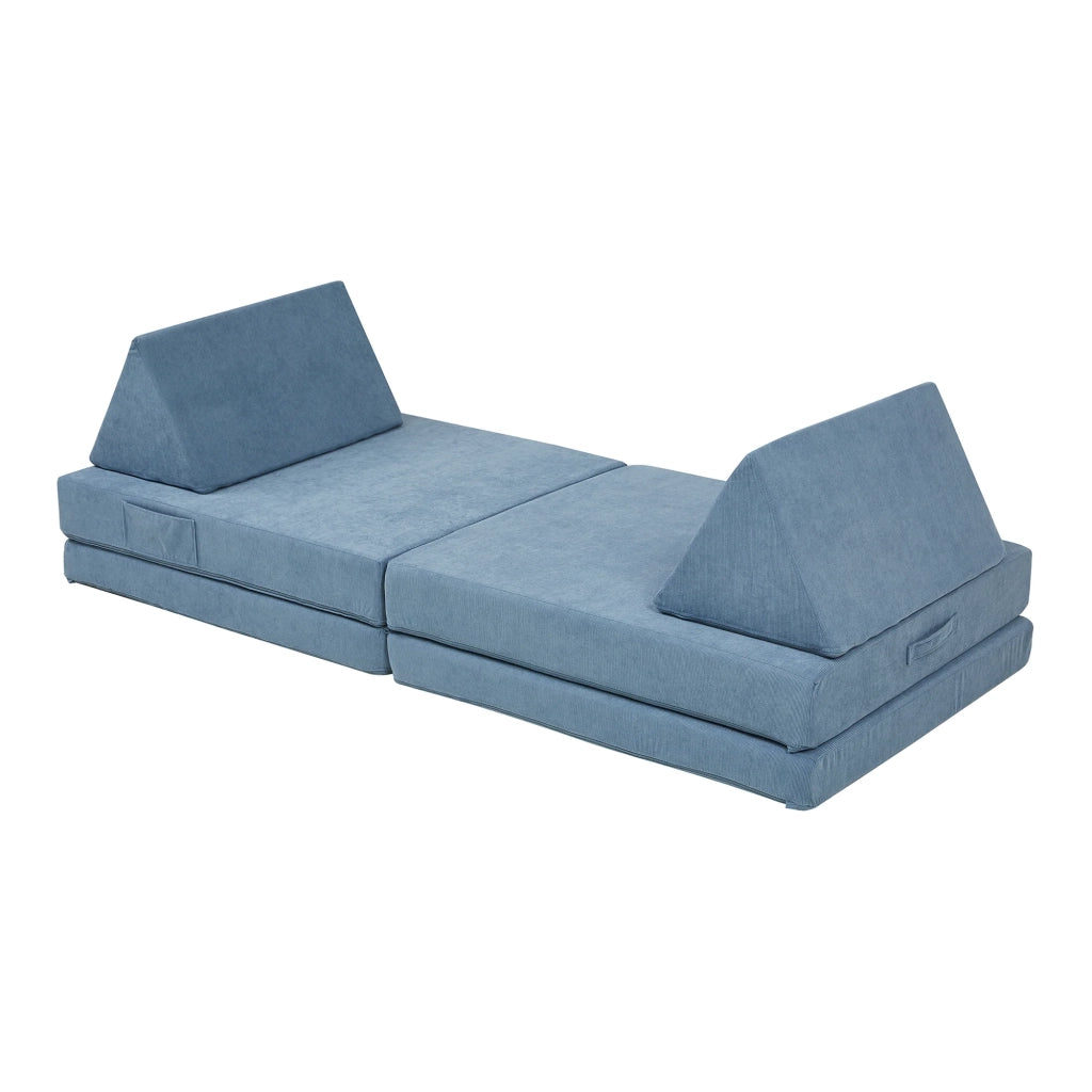 Set divano e poltrona da gioco in velluto a coste 5 pezzi 150 x 66 x 46 cm blu 03_0009146