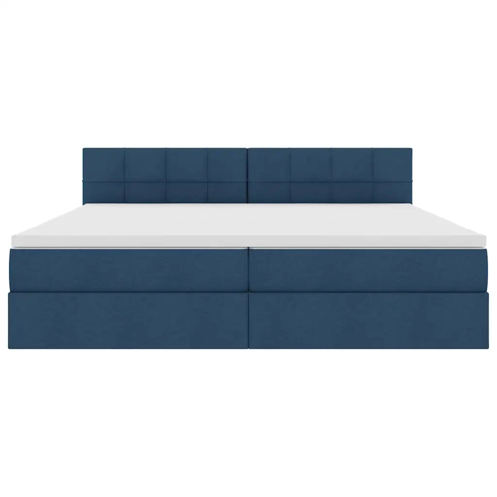 Letto con contenitore e materasso con testiera Blu 200 x 200 cm