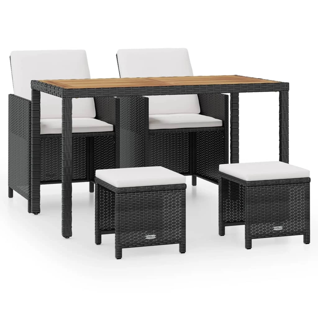 Set di mobili da giardino mobili da esterno set di mobili impilabili da 5 pezzi in rattan e legno di acacia nera 02_0018330