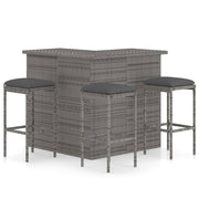 Set da bar da giardino 4 pezzi con cuscini resina intrecciata grigia 02_0014500