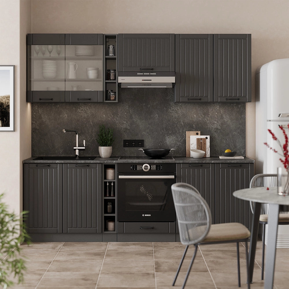 Vicco Cucina componibile Grigio scuro 235 cm , PL Marmo