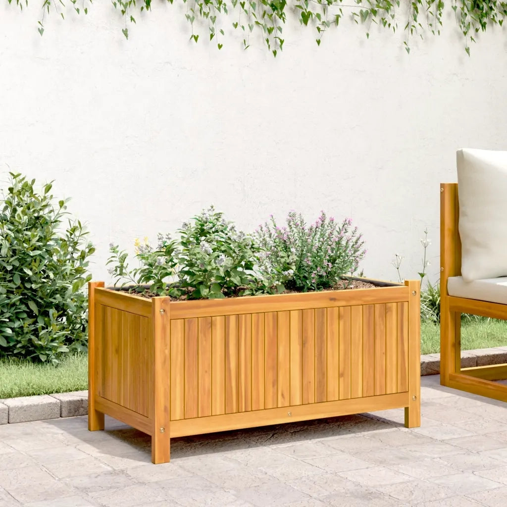 Fioriera Giardino con Rivestimento 80x42x40 cm Massello Acacia 366435
