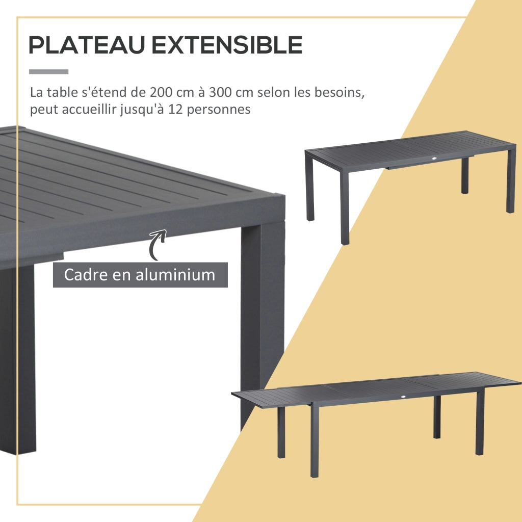 Set da giardino con tavolo allungabile e sedie ¨C zephmum ¨C grigio
