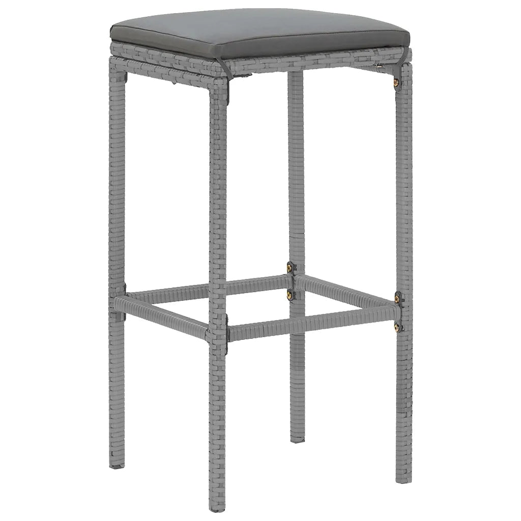 Set Bar da Giardino 7 pz con Cuscini in Polyrattan Grigio 3187636
